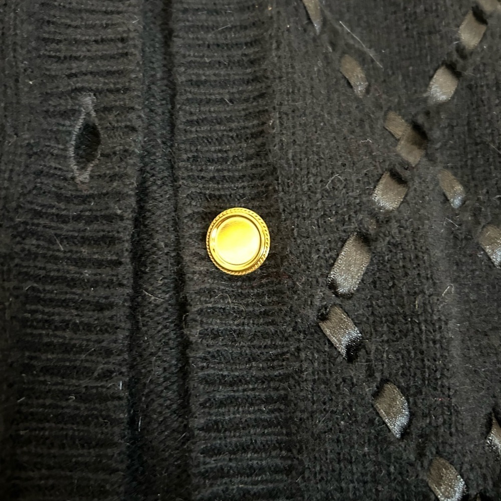 Vintage Talbots Wool Blend Cardigan Black Large - Picture 4 of 7